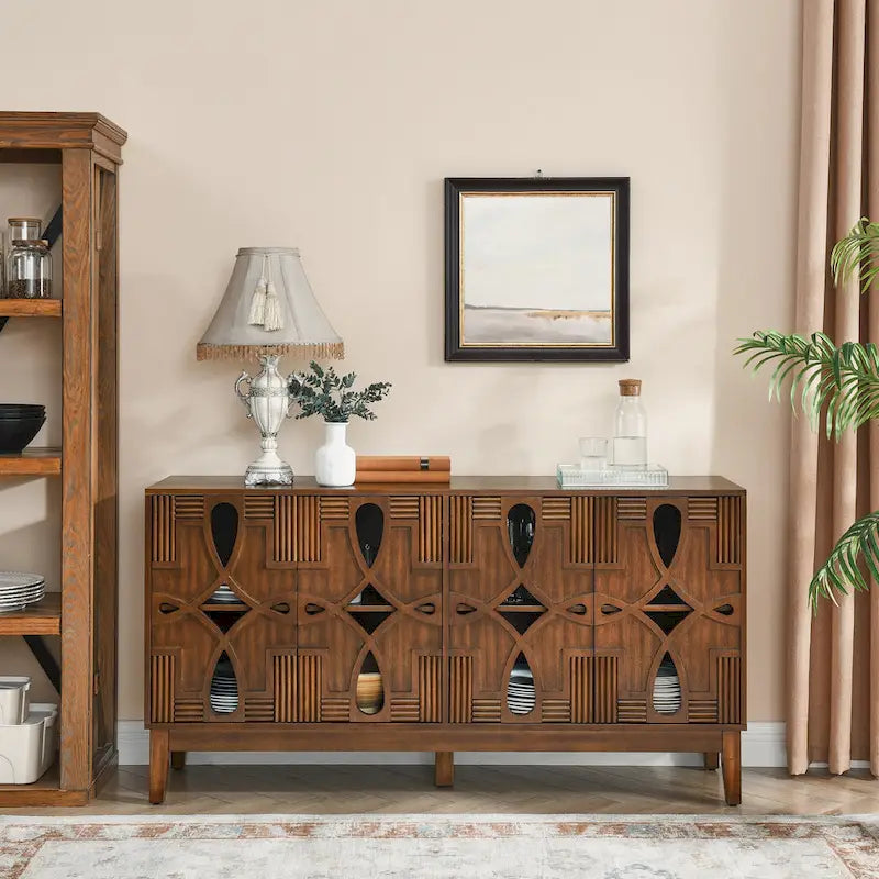 60.5 Modern Sideboard Buffet Cabinet with Storage, TV Media Console Table, Storage Cabinet with 4 Doors & Adjustable Shelves