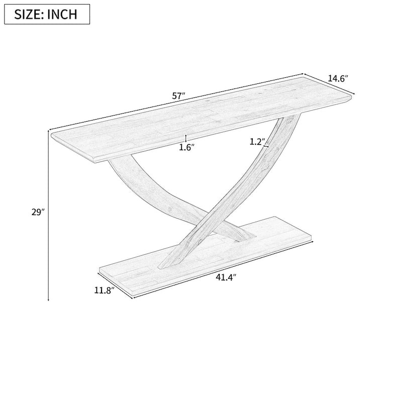 Modern Rustic Console Table with Cross-Leg Design for Living Room and Bedroom