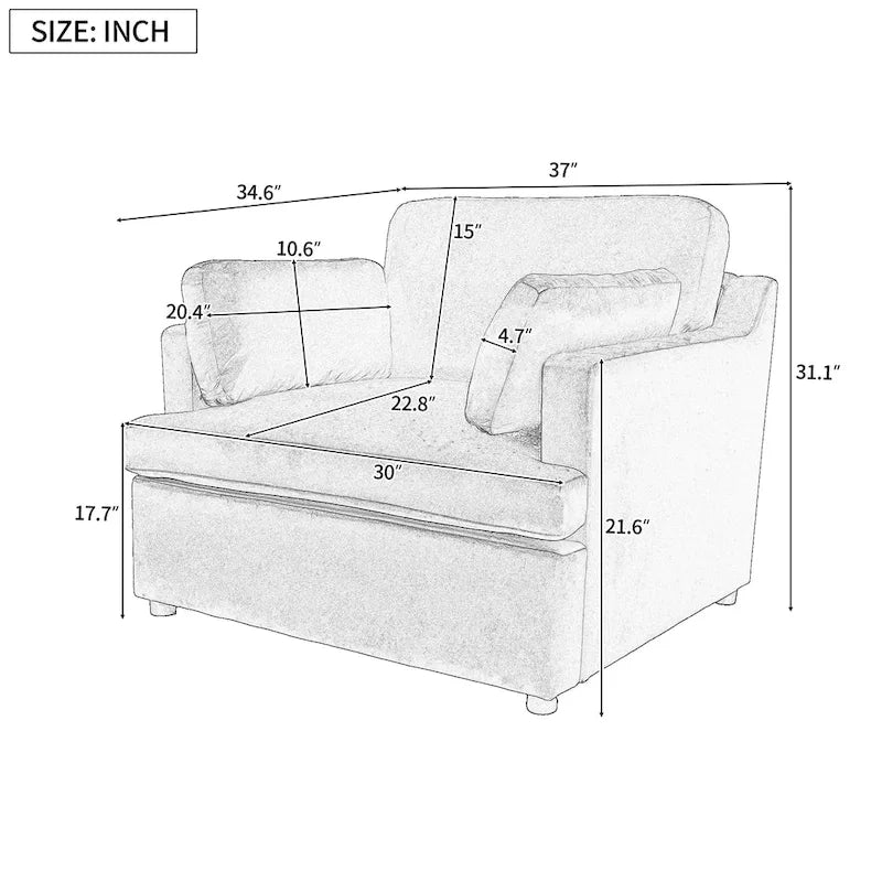 Modern Fabric Accent Chair with Removable Cushion by