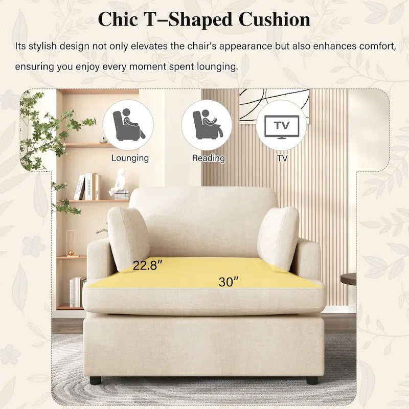 Modern Fabric Accent Chair with Removable Cushion by