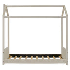 Twin Size Modern Canopy Bed with Striped Headboard & Roof Design