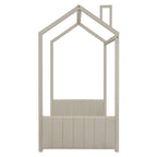 Twin Size Modern Canopy Bed with Striped Headboard & Roof Design