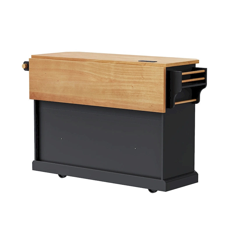 56 Kitchen Island With Drop Leaf, Rolling Kitchen Cart On Wheels, Rolling Kitchen Table with Drawers