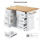 56 Kitchen Island With Drop Leaf, Rolling Kitchen Cart On Wheels, Rolling Kitchen Table with Drawers