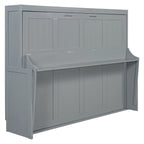 Queen/Full Size Murphy Bed with Hydraulic Lift & Desk Design