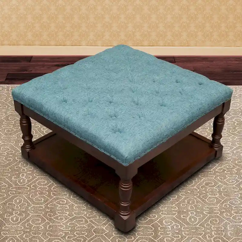 Fabric 30-inch Tufted Shelved Ottoman