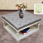 Fabric 30-inch Tufted Shelved Ottoman