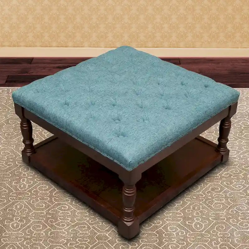 Fabric 30-inch Tufted Shelved Ottoman