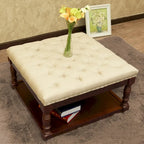 Fabric 30-inch Tufted Shelved Ottoman