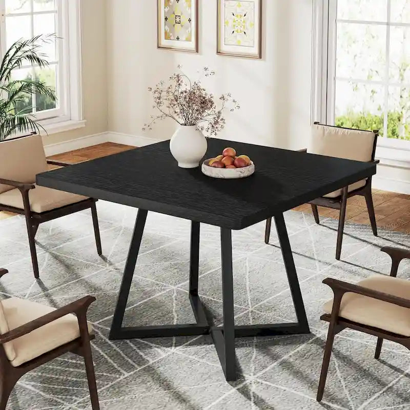Industrial Dinner Table with Metal Base
