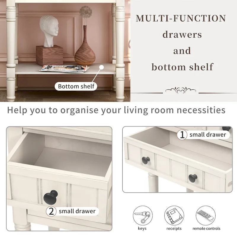 Narrow Console Table with Three Storage Drawers and Shelf