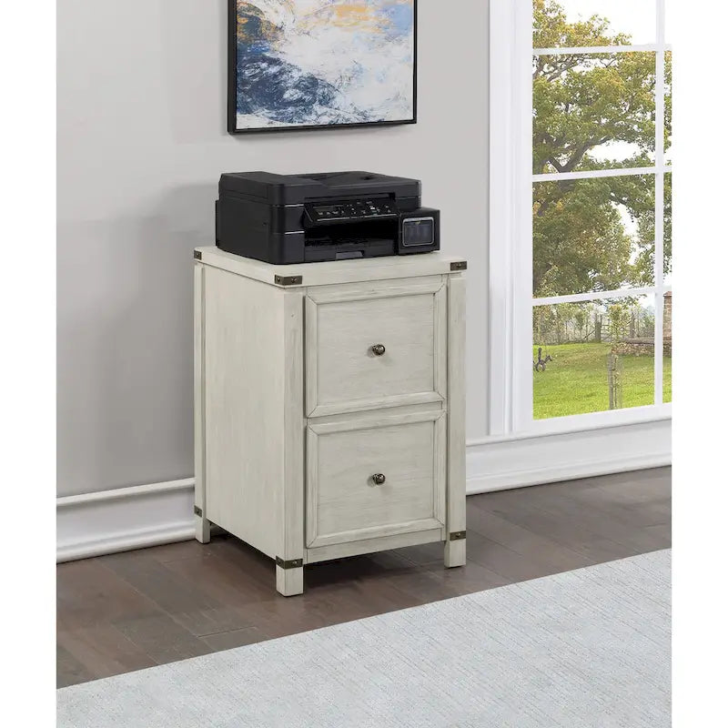Two Drawer File Cabinet in Champagne Oak Wood Veneer