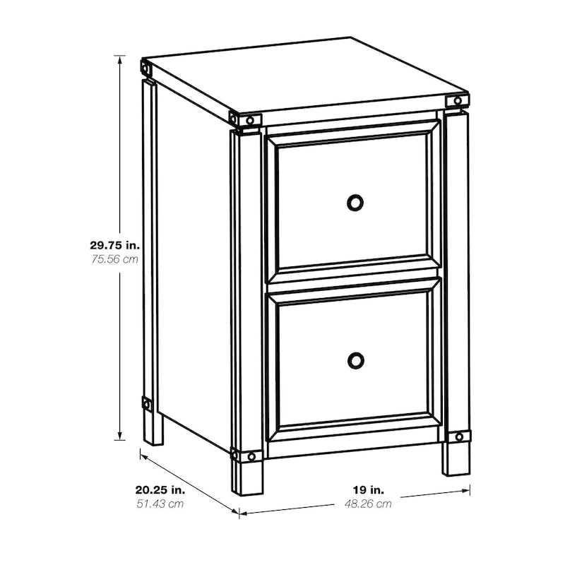 Two Drawer File Cabinet in Champagne Oak Wood Veneer