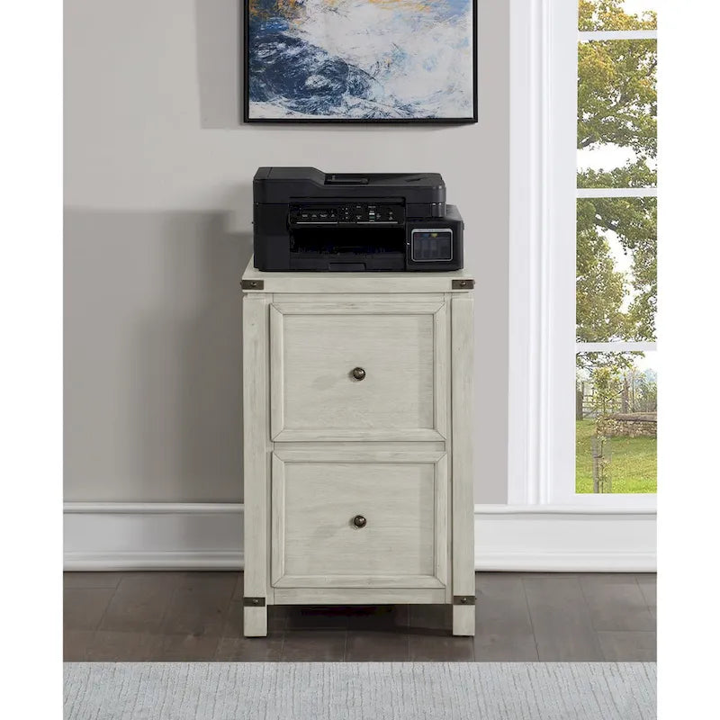 Two Drawer File Cabinet in Champagne Oak Wood Veneer