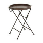 Metal Accent Table with Brown Wood Top - Black - 20W x 20L x 28H