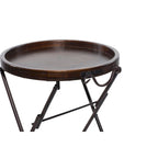 Metal Accent Table with Brown Wood Top - Black - 20W x 20L x 28H