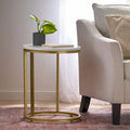 Indoor Iron and Faux Wood C Shaped End Table by