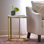 Indoor Iron and Faux Wood C Shaped End Table by