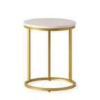 Indoor Iron and Faux Wood C Shaped End Table by