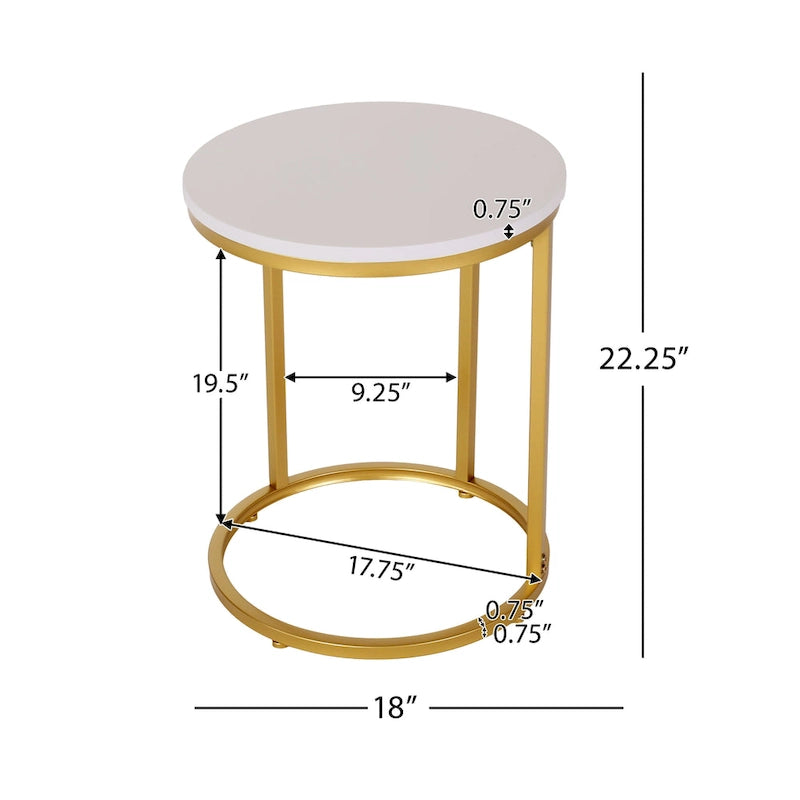 Indoor Iron and Faux Wood C Shaped End Table by