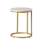Indoor Iron and Faux Wood C Shaped End Table by