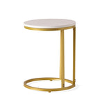 Indoor Iron and Faux Wood C Shaped End Table by