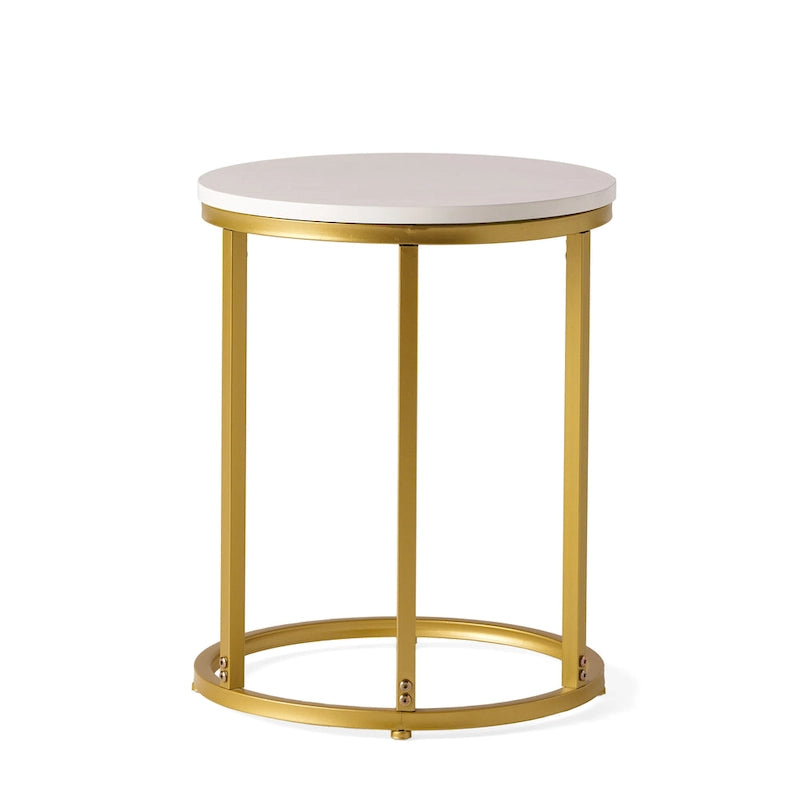 Indoor Iron and Faux Wood C Shaped End Table by