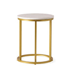 Indoor Iron and Faux Wood C Shaped End Table by