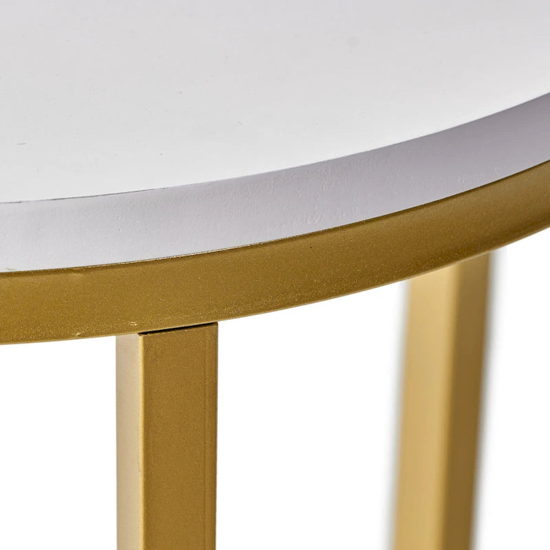 Indoor Iron and Faux Wood C Shaped End Table by