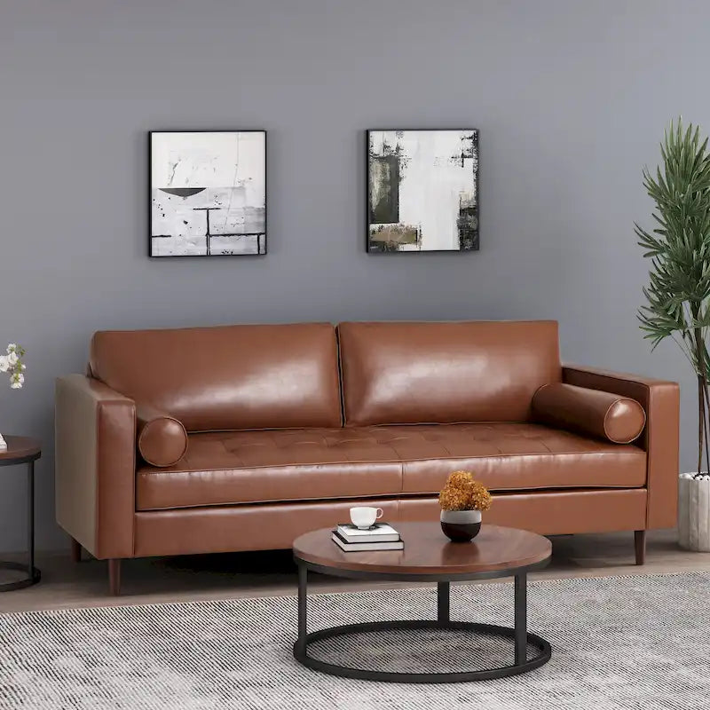Contemporary Tufted 3 Seater Sofa by 82.25 L x 33.00 W x 33.00 H