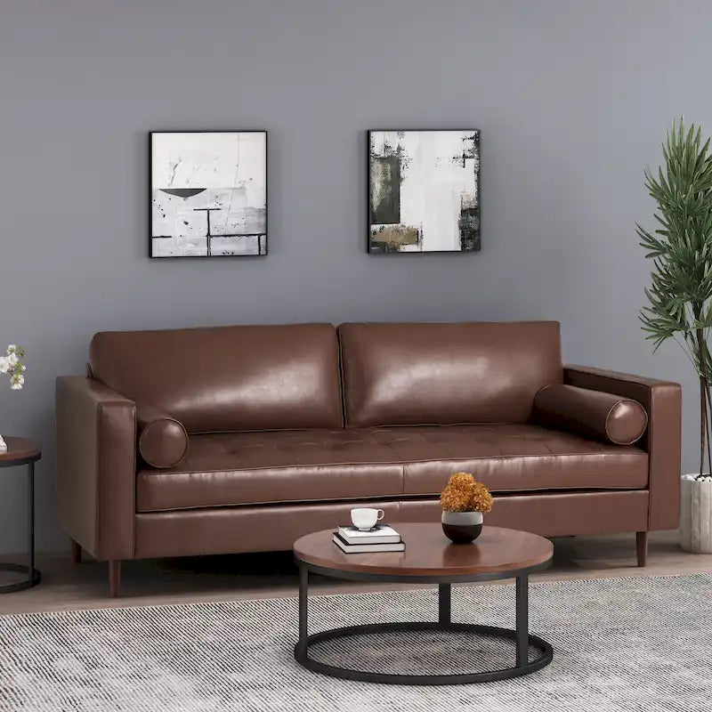 Contemporary Tufted 3 Seater Sofa by 82.25 L x 33.00 W x 33.00 H