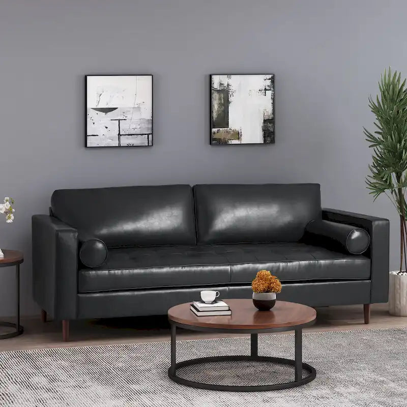 Contemporary Tufted 3 Seater Sofa by 82.25 L x 33.00 W x 33.00 H
