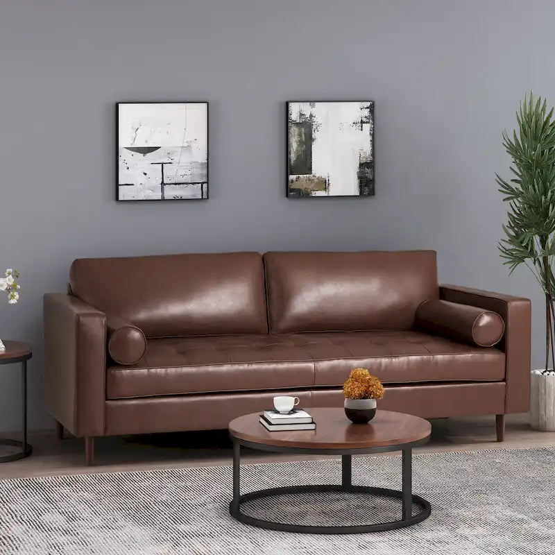 Contemporary Tufted 3 Seater Sofa by 82.25 L x 33.00 W x 33.00 H