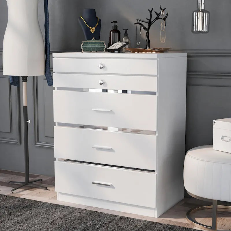 Mary Glam 5-Drawer Jewelry Armoire with Felt by