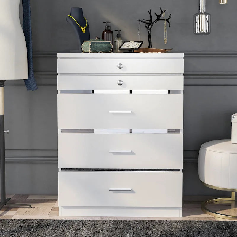 Mary Glam 5-Drawer Jewelry Armoire with Felt by