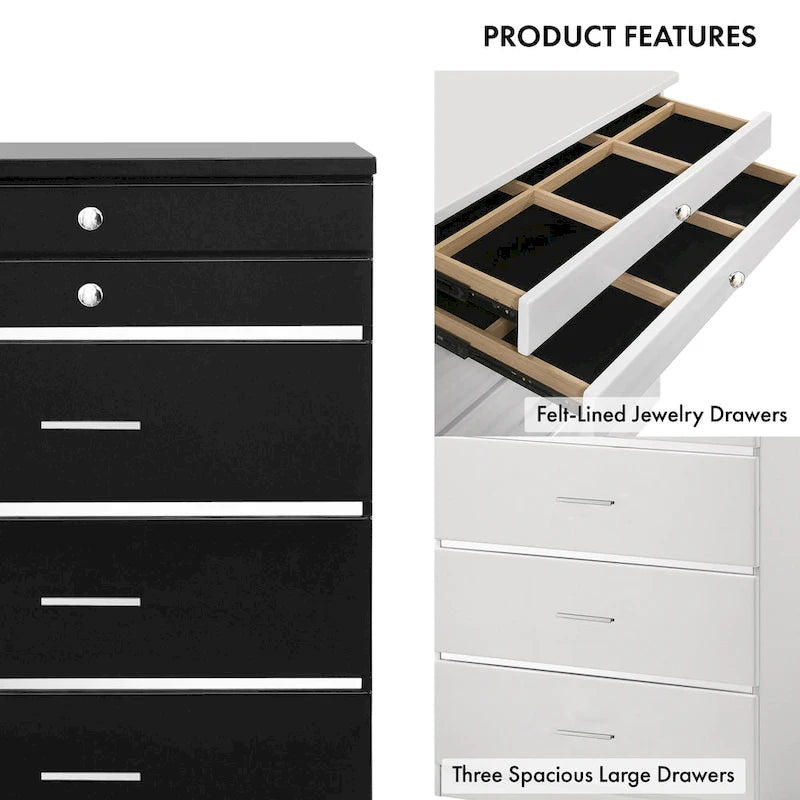 Mary Glam 5-Drawer Jewelry Armoire with Felt by