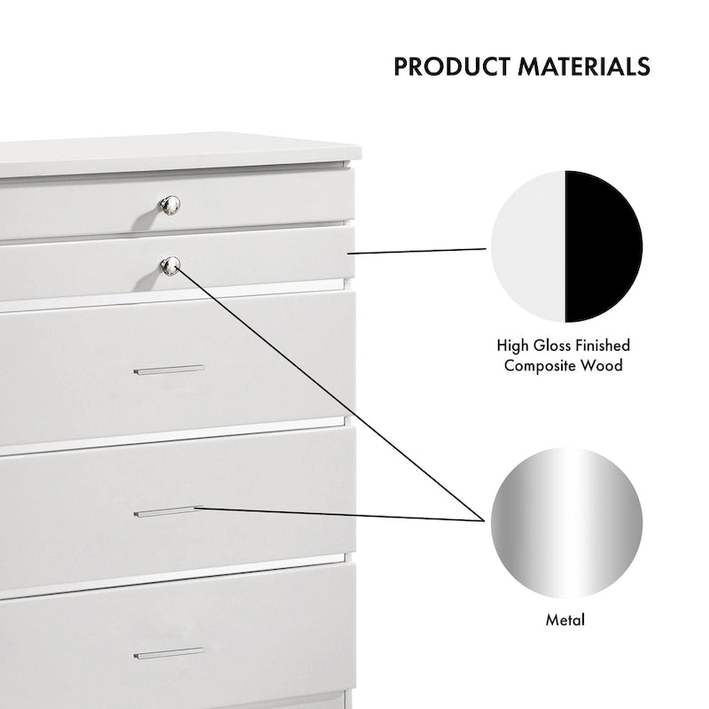 Mary Glam 5-Drawer Jewelry Armoire with Felt by