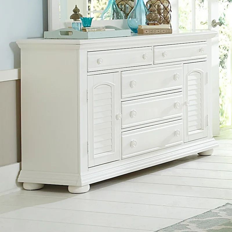 Oyster White 2 Door 5 Drawer Dresser