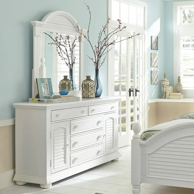 Oyster White 2 Door 5 Drawer Dresser