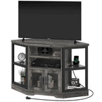 Farmhouse Corner TV Stand for TVs up to 55 Wood TV Media Console Entertainment Center