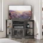 Farmhouse Corner TV Stand for TVs up to 55 Wood TV Media Console Entertainment Center