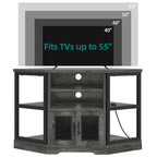 Farmhouse Corner TV Stand for TVs up to 55 Wood TV Media Console Entertainment Center