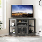 Farmhouse Corner TV Stand for TVs up to 55 Wood TV Media Console Entertainment Center