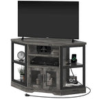 Farmhouse Corner TV Stand for TVs up to 55 Wood TV Media Console Entertainment Center