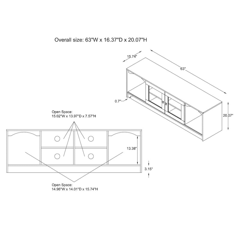 62-inch TV Stand with Storage by