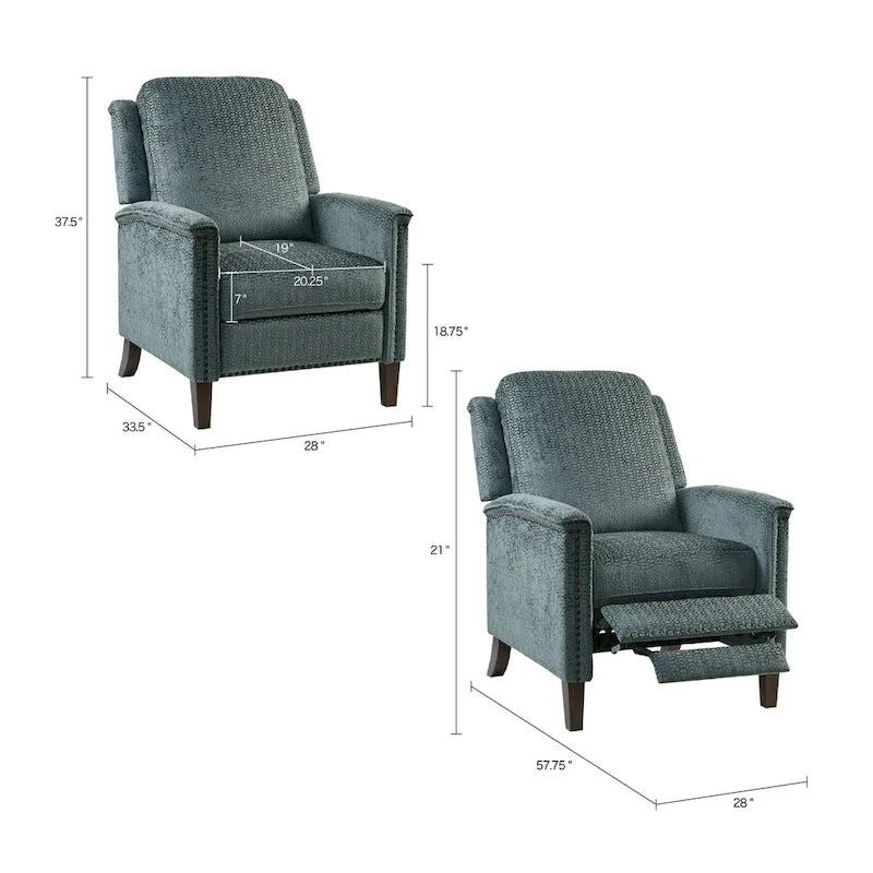 Blue Push Back Recliner