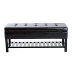 Brown Faux Leather Tufted Shoe Rack Ottoman Storage Bench