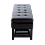 Brown Faux Leather Tufted Shoe Rack Ottoman Storage Bench