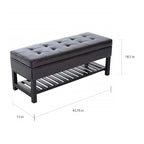 Brown Faux Leather Tufted Shoe Rack Ottoman Storage Bench