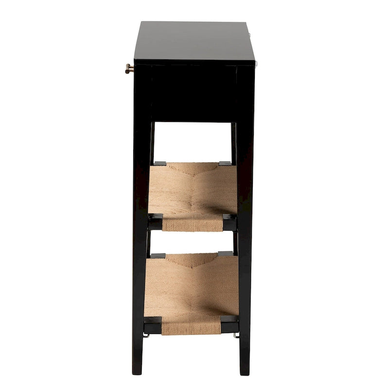 Modern Bohemian Wood 1-Drawer Console Table-Black